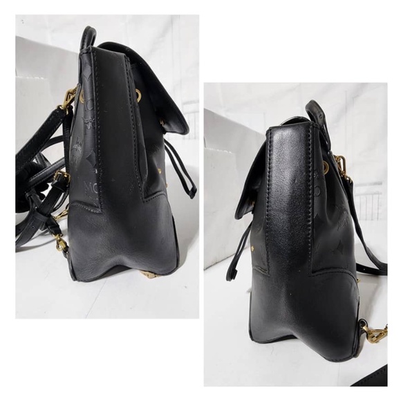 Authentic MCM Visetos Leather Drawstring Backpack Black - Picture 6 of 13